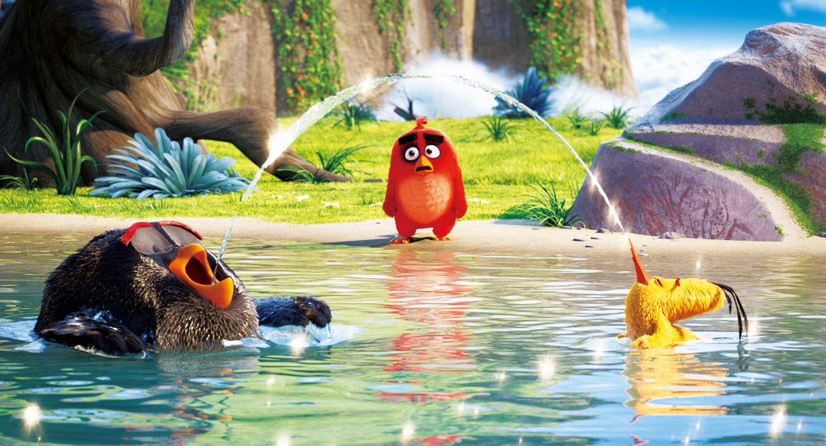 Bomb (Danny McBride), Red (Jason Sudeikis), Chuck (Josh Gad) in Columbia Pictures and Rovio Animation's ANGRY BIRDS.